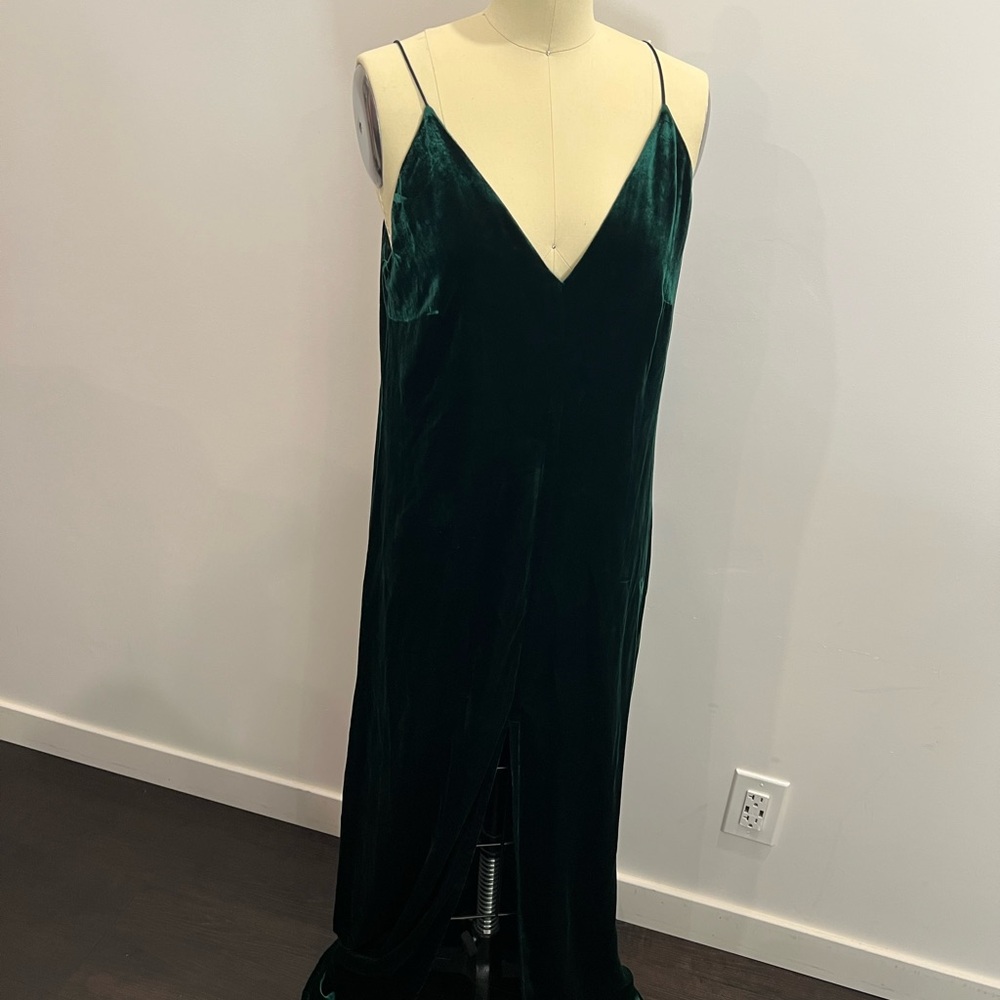 BCBGMaxAzria Dark Green Velvet Maxi Dress